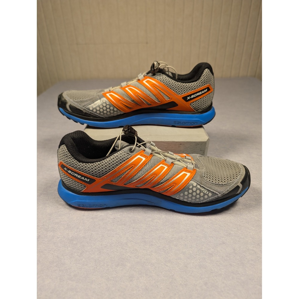 Salomon X-Scream Running Shoes Mens 9 Grey Orange Blue Citytrail Excellent